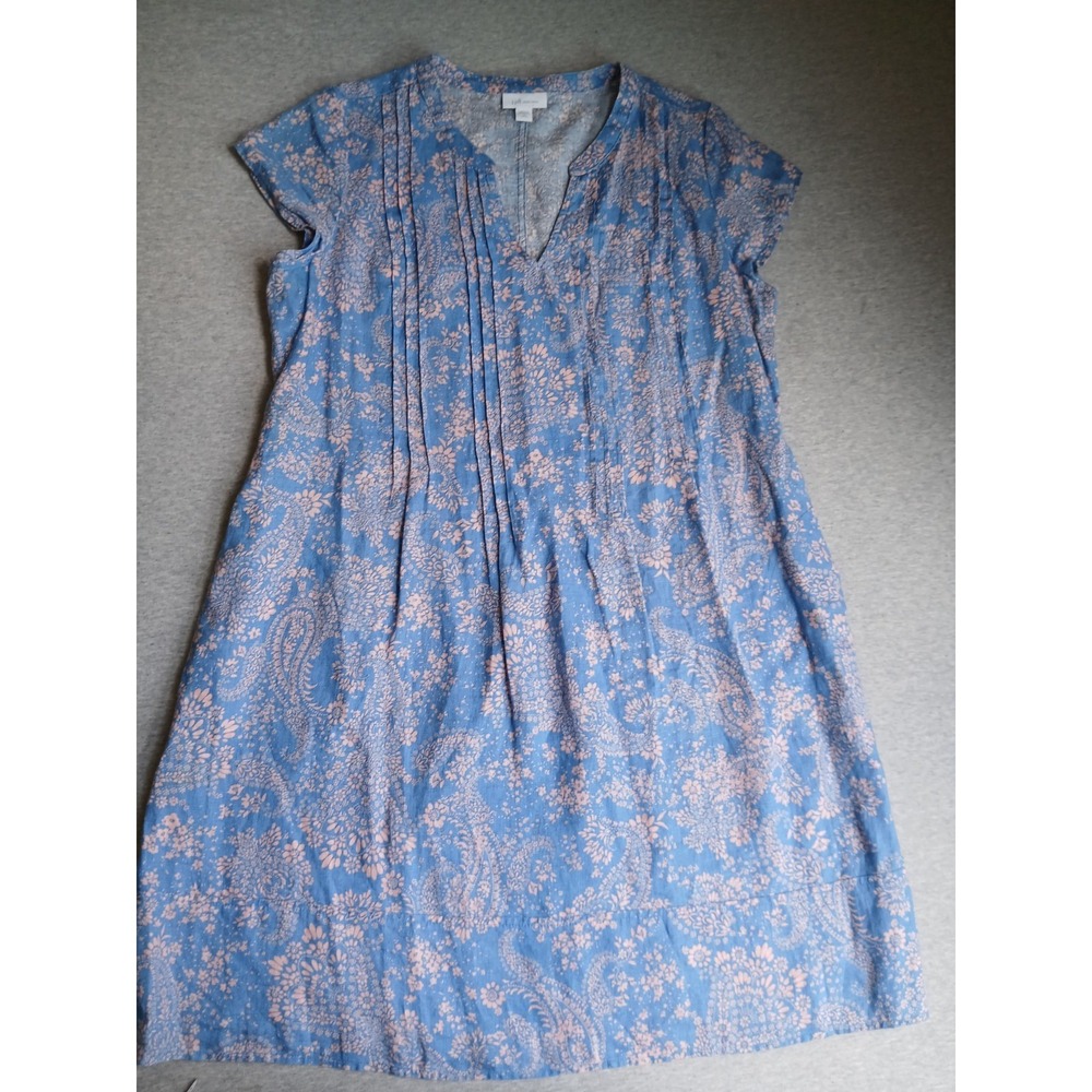 J Jill Dress Medium P Love Linen Pintucked Bohemian Beach Cruise Resort Travel